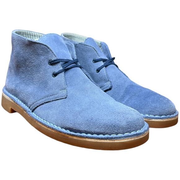 CLARKS Bushacre 3 Men's 8.5 Lace Up Chukka Casual Boots Blue Suede *READ* - Picture 1 of 12